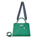 HERMÈS: A SET OF VERT VERTIGO EPSOM SELLIER KELLY 32 WITH PALLADIUM HARDWARE; MALACHITE BLE...