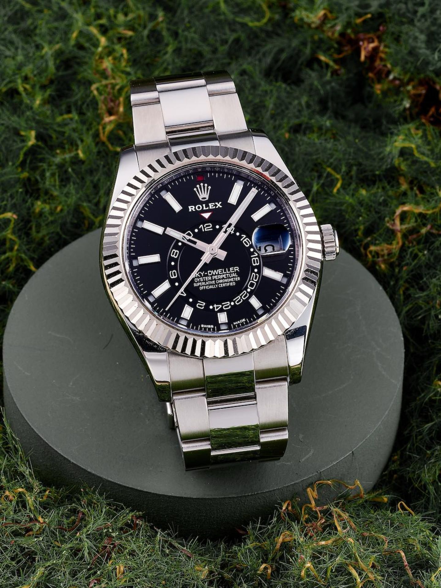 ROLEX | SKYDWELLER, REF.326934, A STAINLESS STEEL ANNUAL CALENDAR DUAL TIME BRACELET WATCH WITH ...