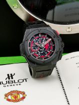 HUBLOT | KING POWER RED DEVIL 'MANCHESTER UNITED', A LIMITED EDITION TITANIUM AND CERAMIC 45 MIN...