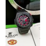 HUBLOT | KING POWER RED DEVIL 'MANCHESTER UNITED', A LIMITED EDITION TITANIUM AND CERAMIC 45 MIN...