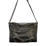 CHANEL: BLACK CALFSKIN EXTRA LARGE ENCHAINED BOY BAG WITH RUTHÉNIUM HARDWARE