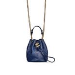 CHANEL: BLUE PYTHON BUCKET BAG WITH POLISHED GOLD TONED HARDWARE (Includes serial sticker, auth...