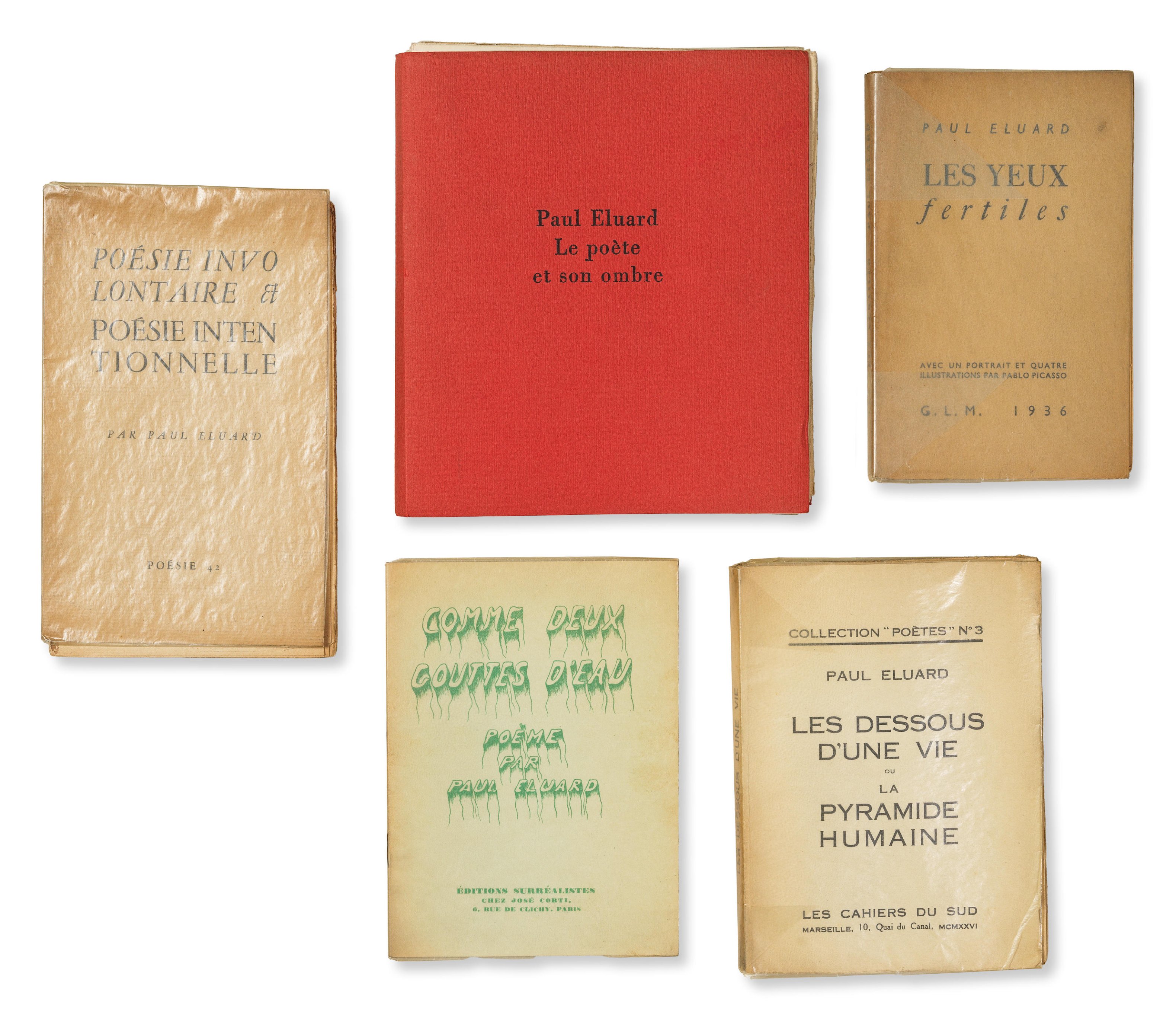 PAUL ELUARD (1895-1952) Ensemble de 5 livres