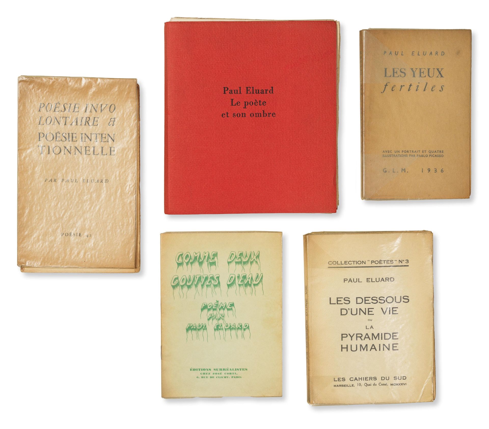 PAUL ELUARD (1895-1952) Ensemble de 5 livres