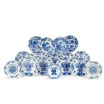 SIXTEEN EXPORT BLUE AND WHITE DISHES