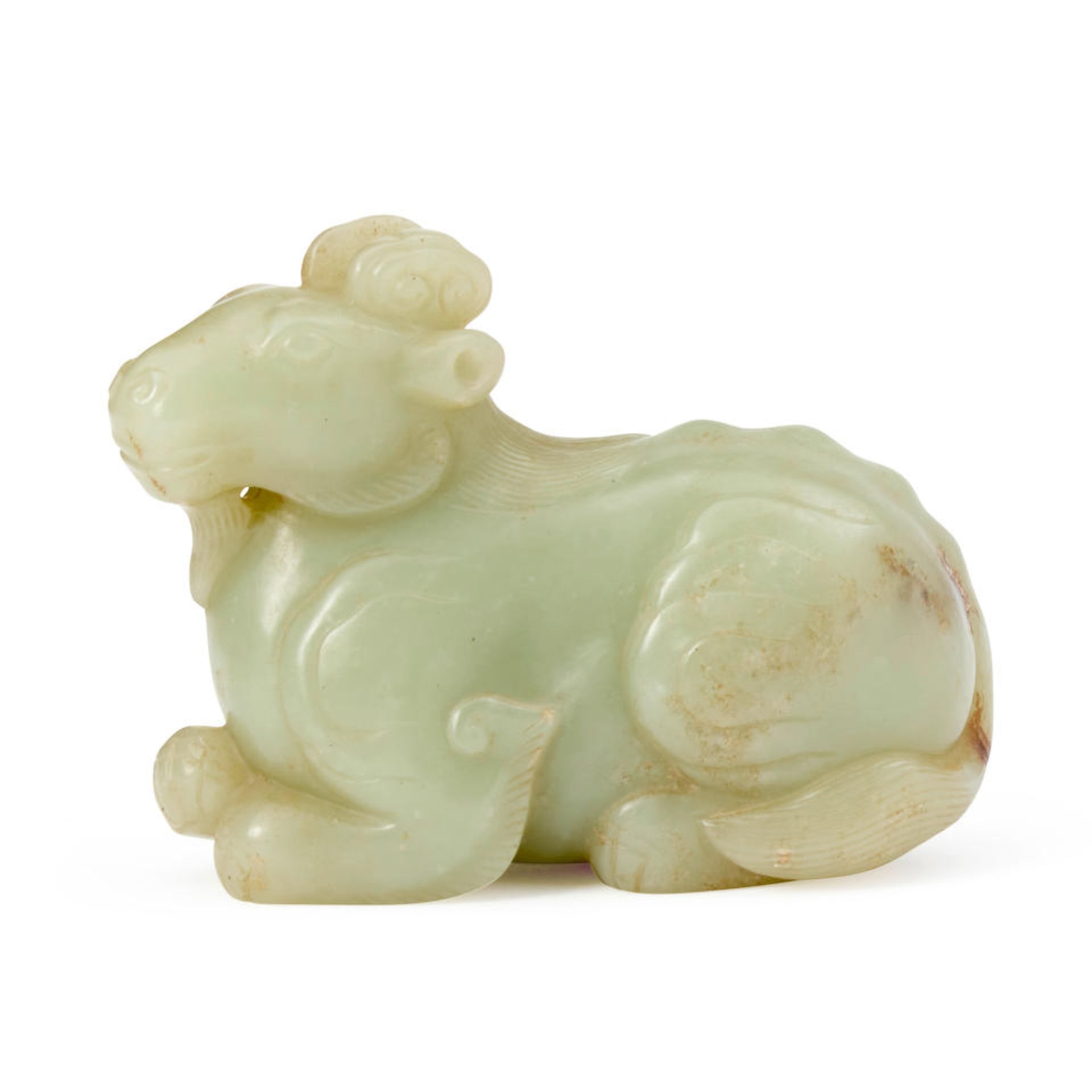 A NEPHRITE CARVING OF A RAM