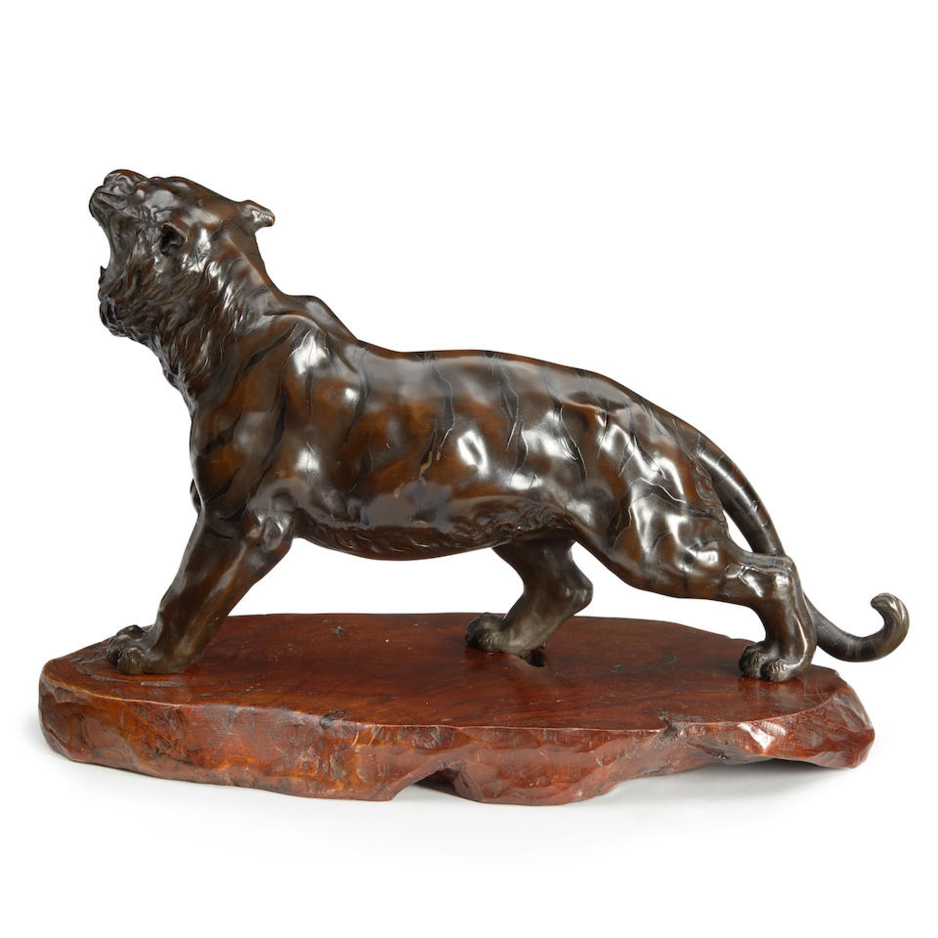 MIYABE ATSUYOSHI A CAST BRONZE MODEL OF A ROARING TIGER - Bild 3 aus 3