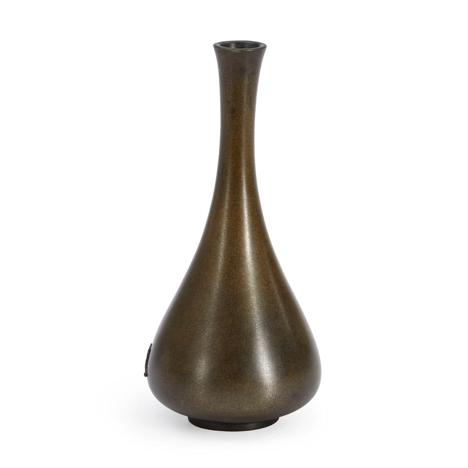 A METAL-INLAID BRONZE VASE - Image 3 of 7