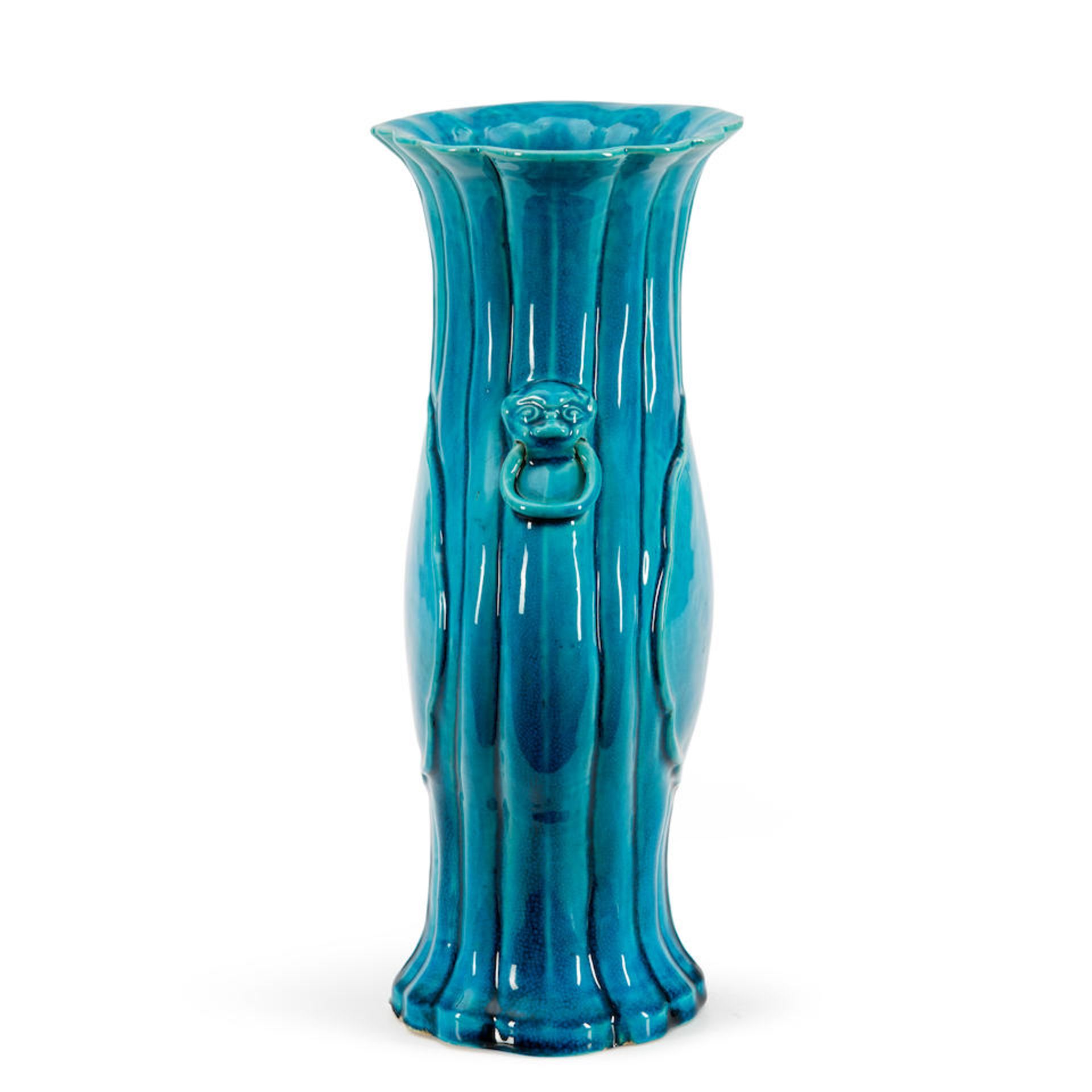 A TURQUOISE BLUE-GLAZED VASE - Image 2 of 4