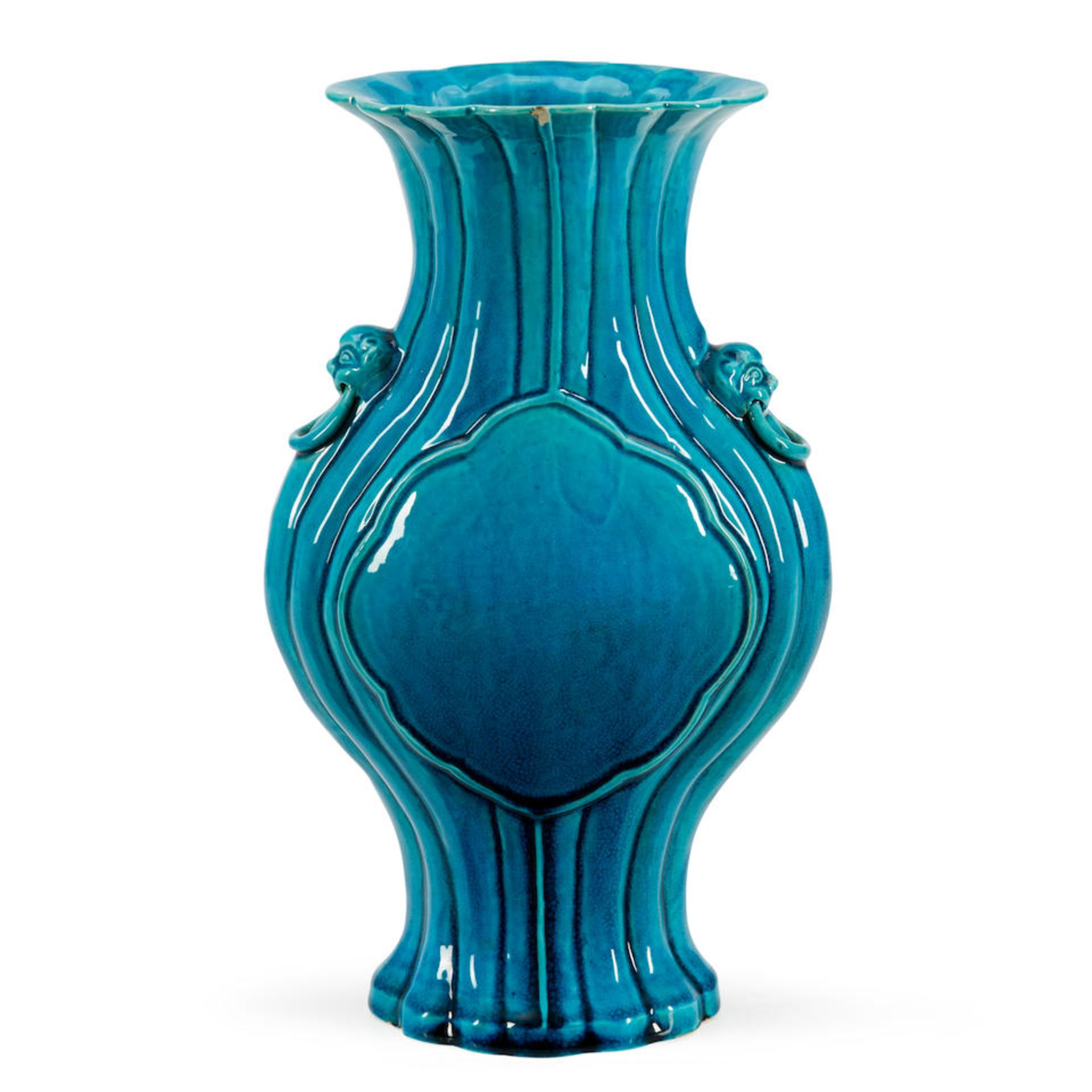 A TURQUOISE BLUE-GLAZED VASE