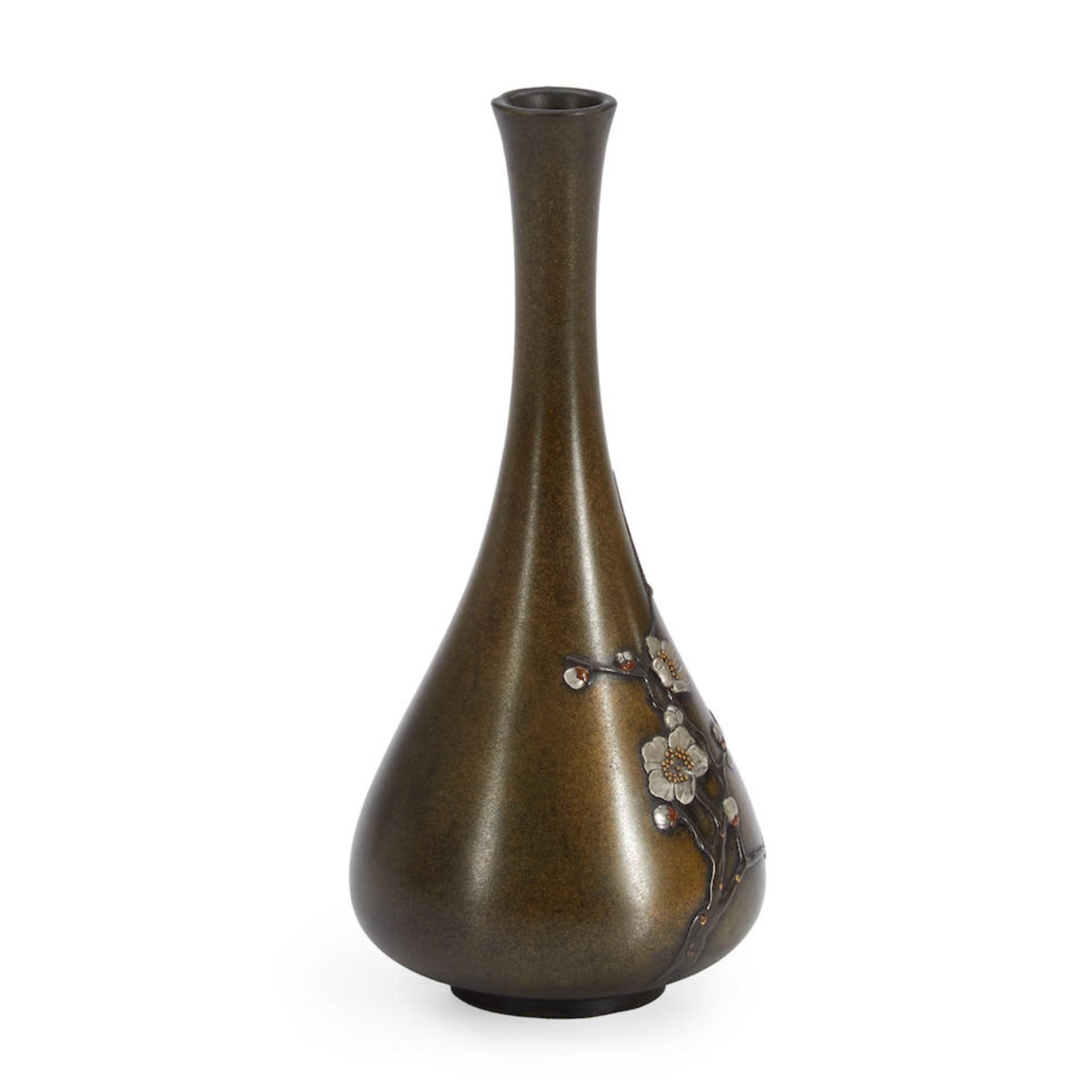 A METAL-INLAID BRONZE VASE - Image 4 of 7