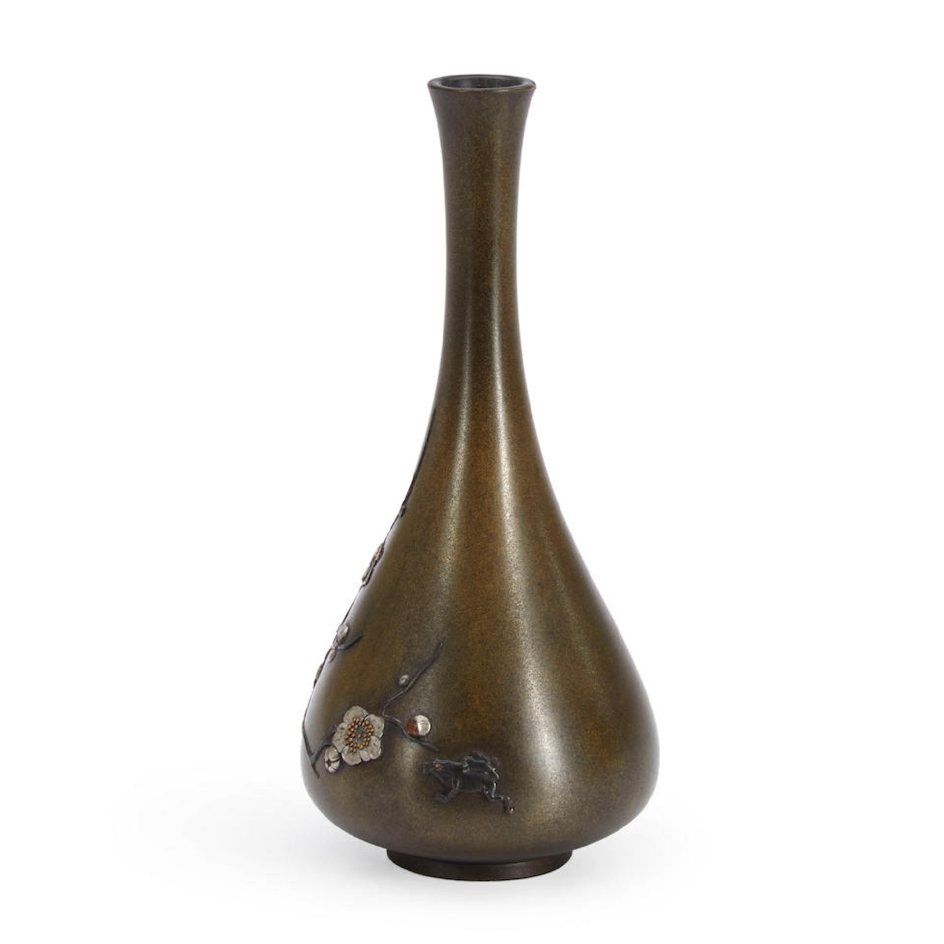 A METAL-INLAID BRONZE VASE - Image 2 of 7