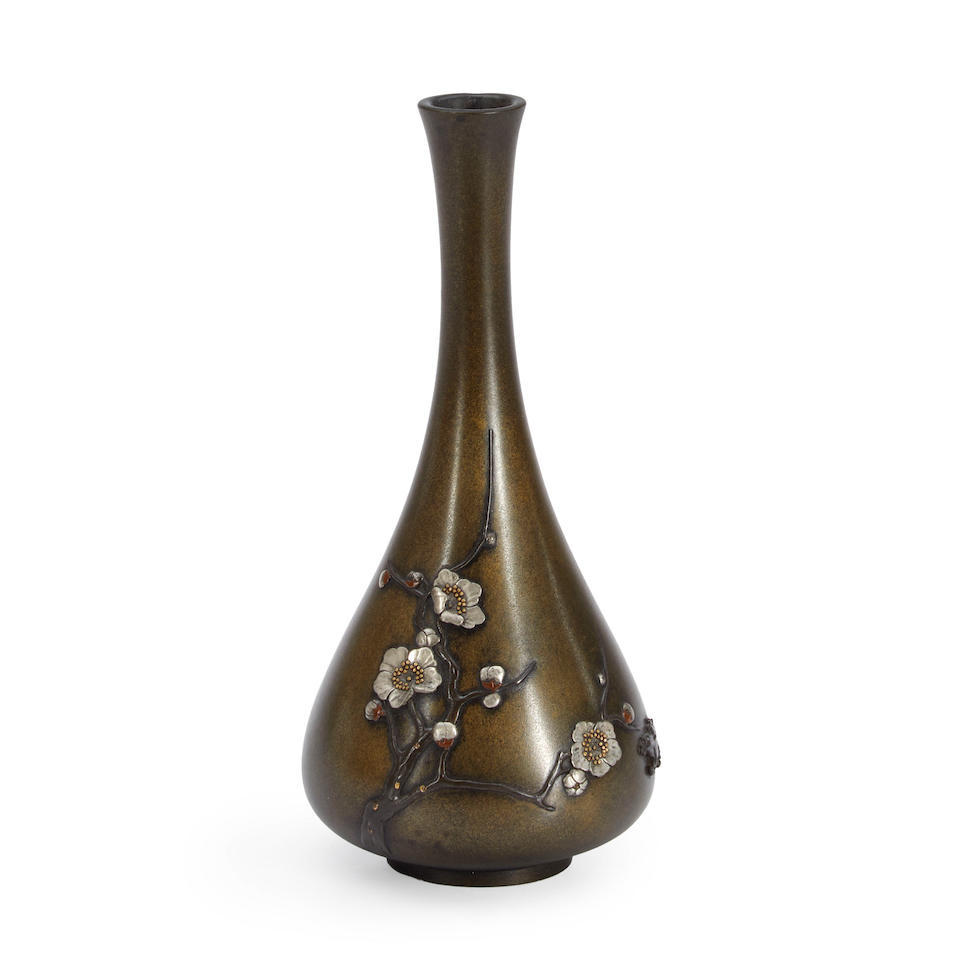 A METAL-INLAID BRONZE VASE