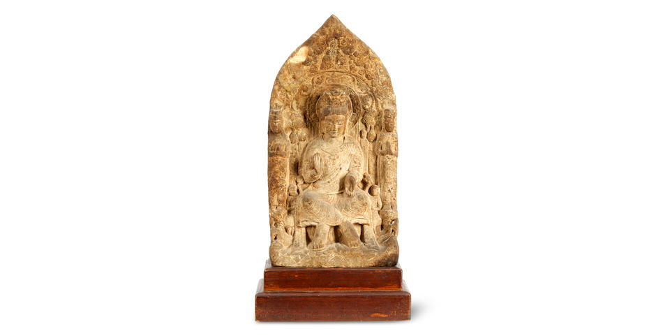 A SMALL STONE STELE OF BODHISATTVA MAITREYA - Image 2 of 5