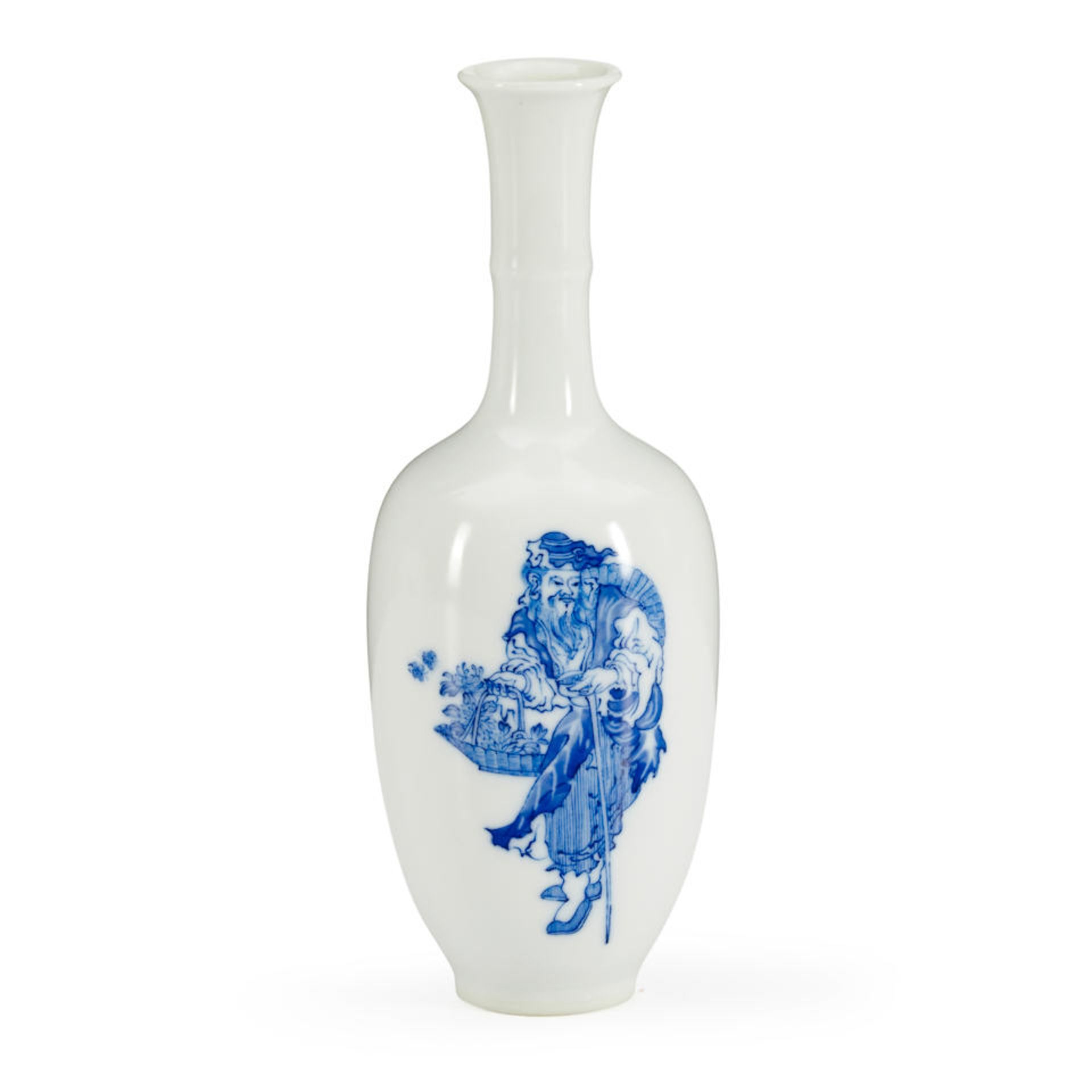 A BLUE AND WHITE BOTTLE VASE WITH TAO YUANMING