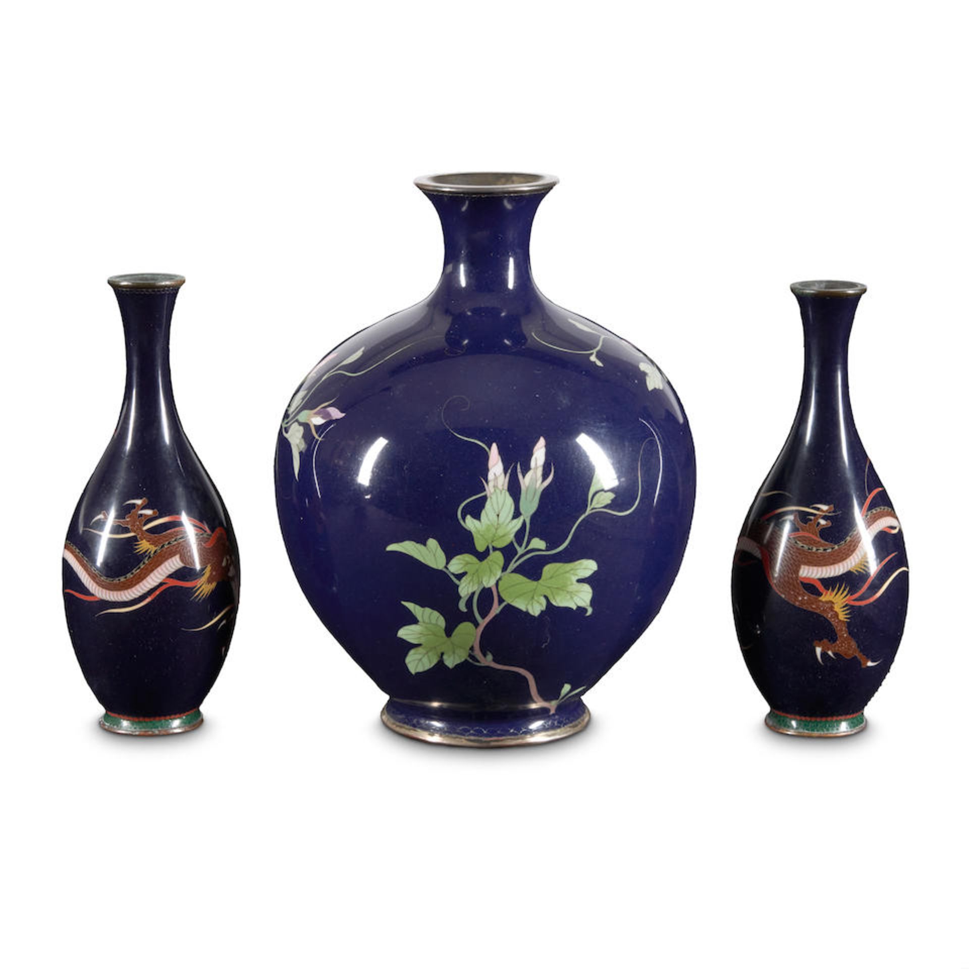 THREE NAGOYA STYLE CLOISONNE VASES - Image 2 of 2