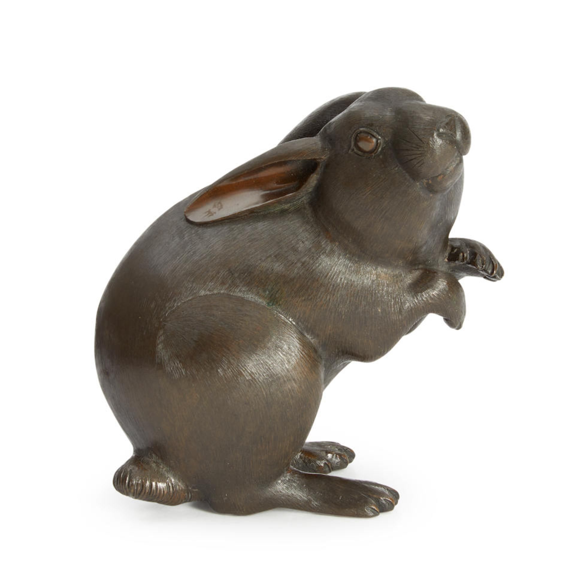 A CAST BRONZE MODEL OF A HARE