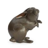 A CAST BRONZE MODEL OF A HARE