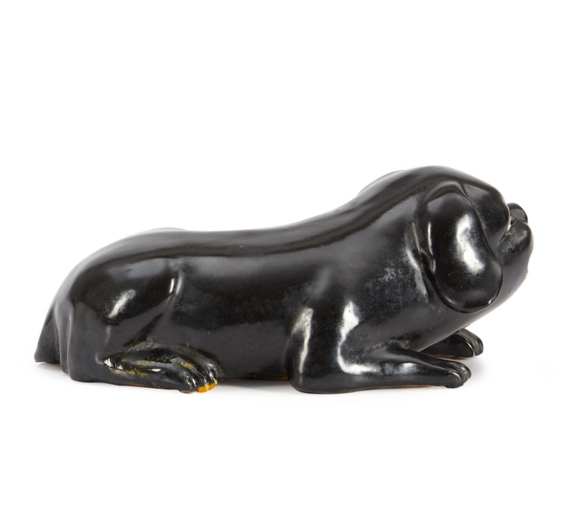 A BLACK-GLAZED PUG-FORM CENSER - Image 3 of 4