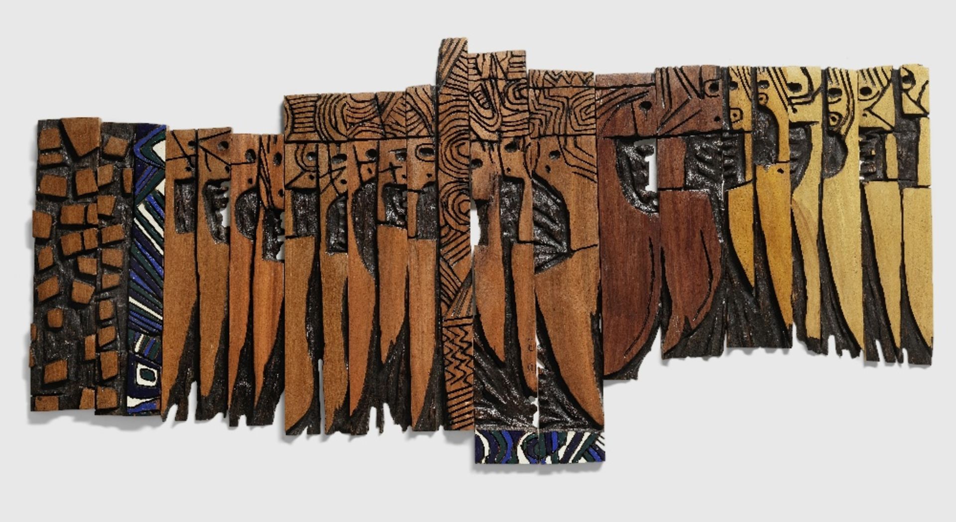 El Anatsui (Ghanaian, born 1944) Knives III, 1991 61 x 134 x 2.5cm (24 x 52 3/4 x 1in). (in 14 p...