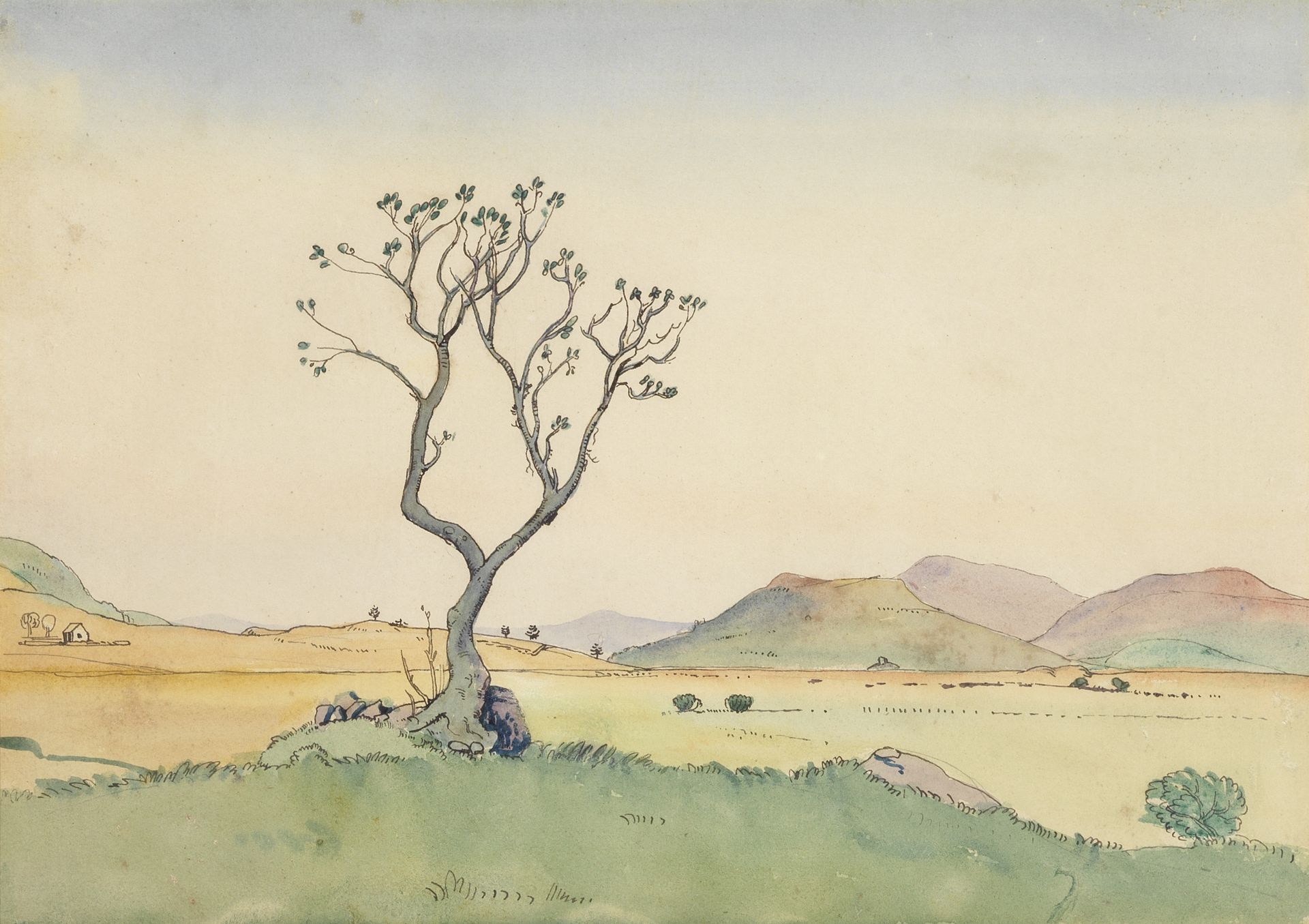 James Dickson Innes (British, 1887-1914) The Lone Tree (Painted circa 1911)