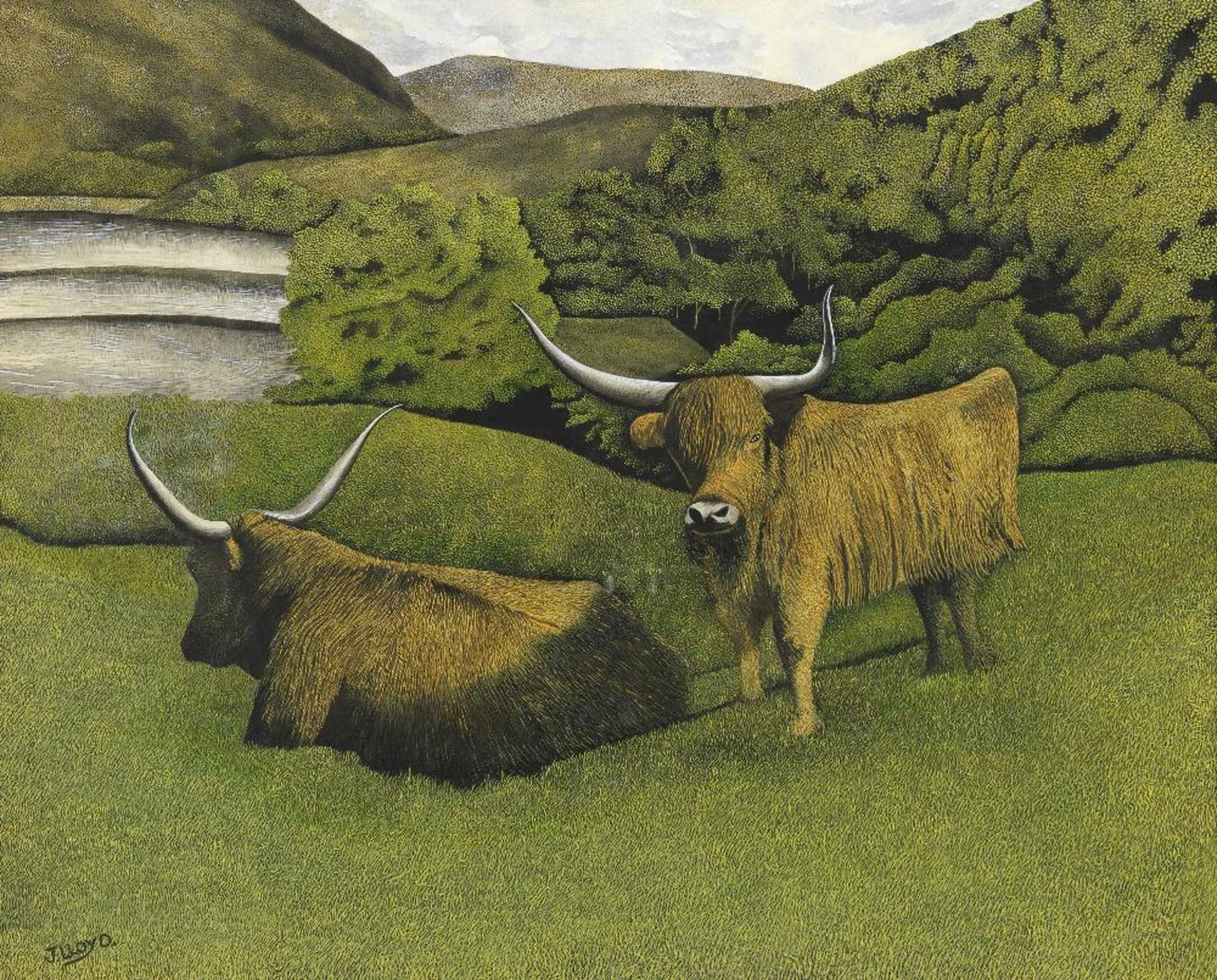 James Lloyd (British, 1905-1974) Highland Cattle