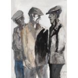 John Thompson (British, 1924-2011) Three Men in Cloth Caps