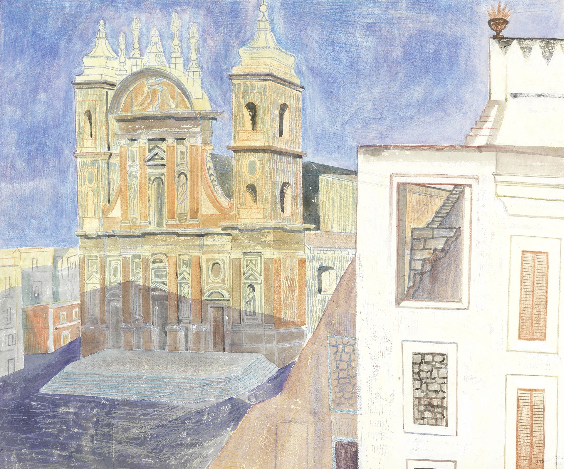 Edward Bawden R.A. (British, 1903-1989) Frascati, The Cathedral