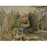 Ronald Ossory Dunlop R.A., R.B.A. (British, 1894-1973) View of a Hamlet (Painted circa 1950-1953)