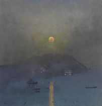 Frederick Cuming R.A., N.E.A.C. (British, 1930-2022) Setting Sun Across the Bay