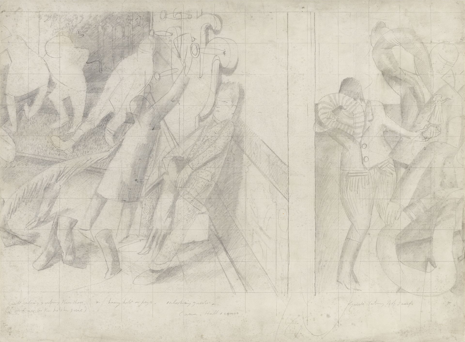 Sir Stanley Spencer R.A. (British, 1891-1959) Drawing for the Marriage at Cana, Guests Entering ...