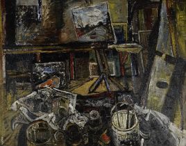 John Bratby R.A. (British, 1928-1992) Fishes, Donkeys, But No Ozone - R.C.A. Studio Interior (Pa...