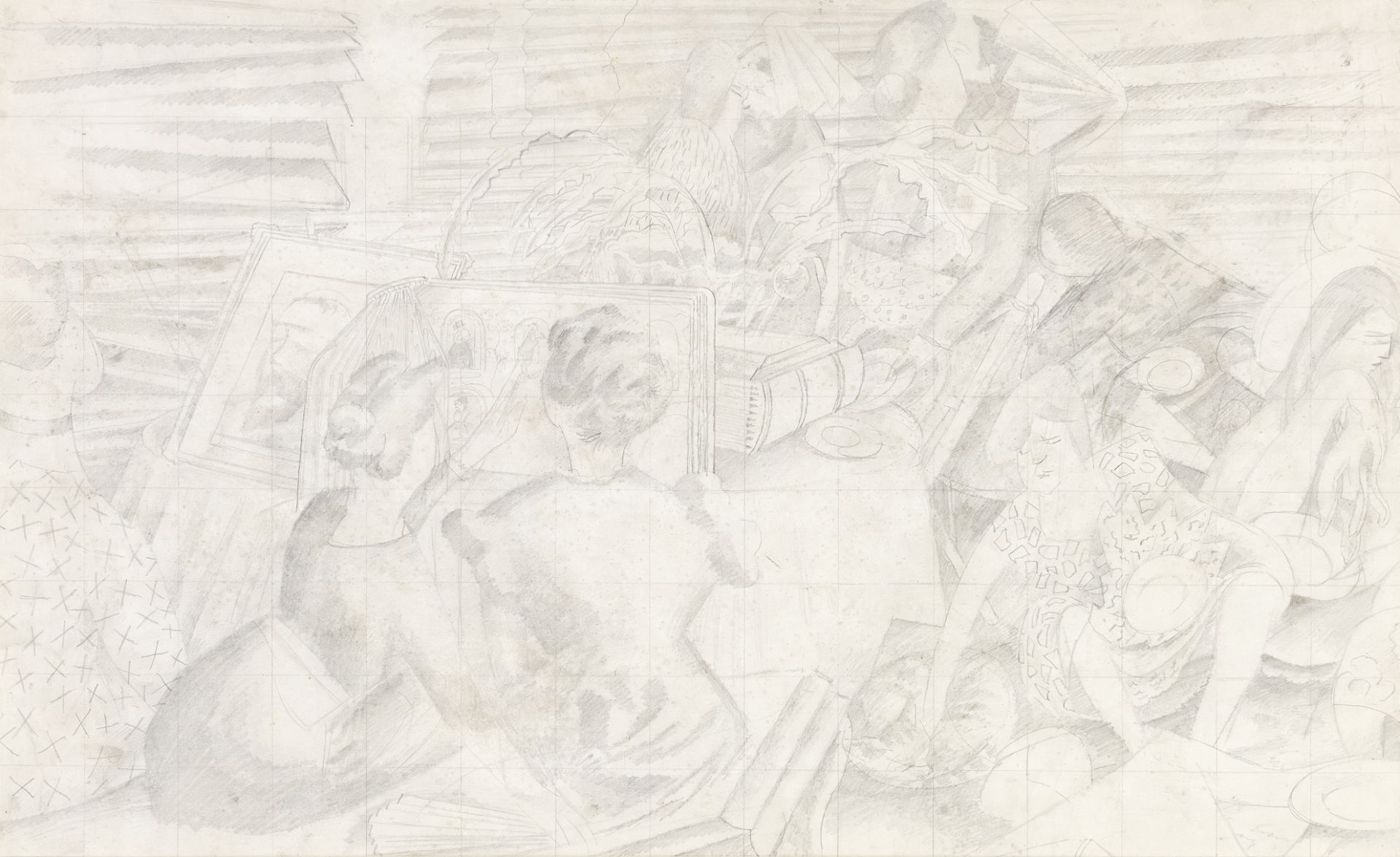 Sir Stanley Spencer R.A. (British, 1891-1959) Drawing for the Marriage at Cana, Bridesmaids (Dra...