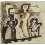 Eileen Agar (British, 1899-1991) Family Trio (together with a further lino cut, The Family Trio,...