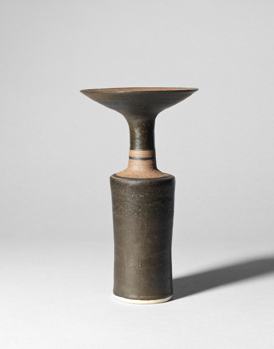 Lucie Rie Cylindrical vase with flaring lip, circa 1985 - Image 4 of 4