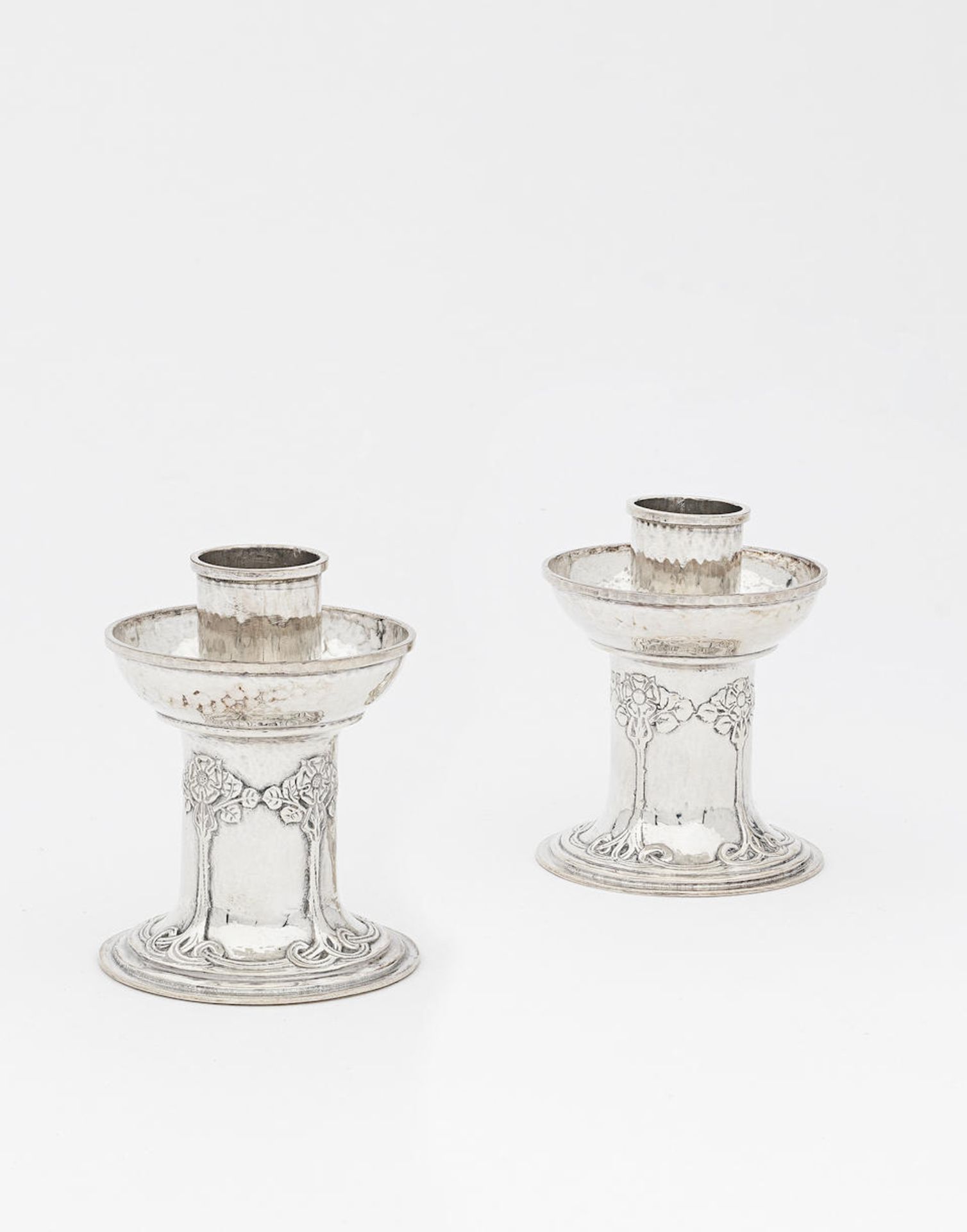 Omar Ramsden & Alwyn C.E. Carr Pair of candlesticks, 1911