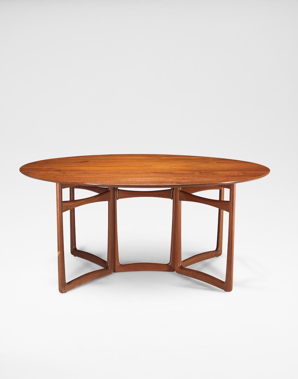 Peter Hvidt and Orla Mølgaard-Nielsen Drop-leaf console dining table, model no. 20/59, circ...