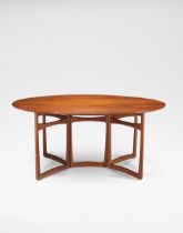 Peter Hvidt and Orla Mølgaard-Nielsen Drop-leaf console dining table, model no. 20/59, circ...