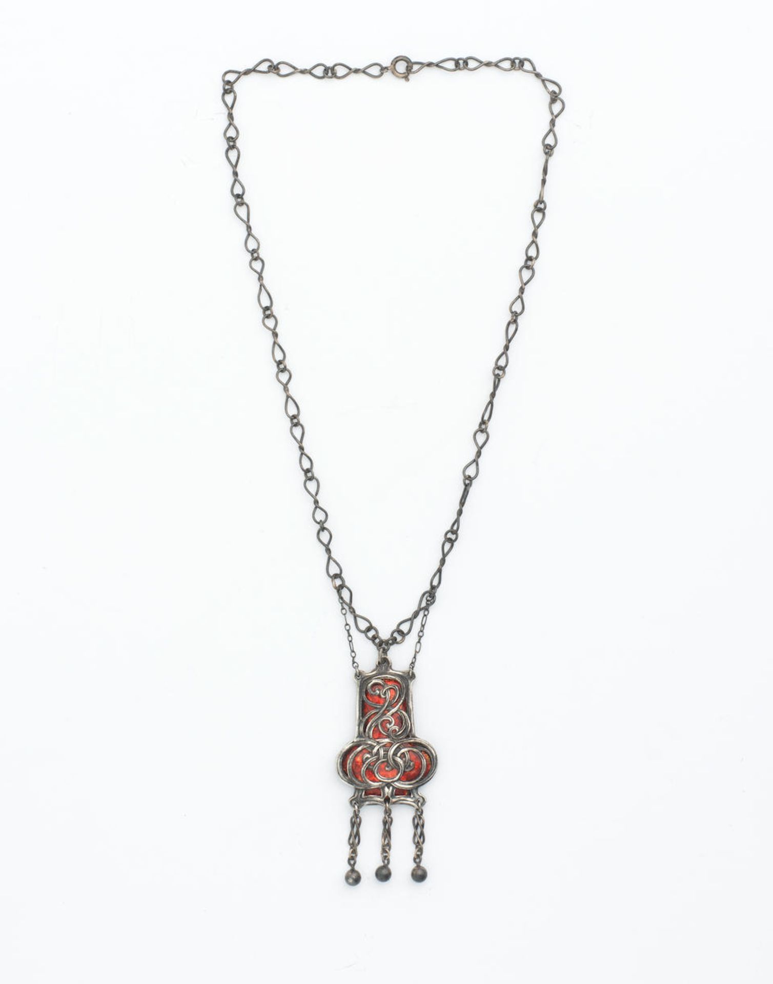 Omar Ramsden & Alwyn Carr Arts and Crafts pendant with chain, 1905