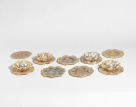 Tiffany Studios Four bowls and nine plates, circa 1897