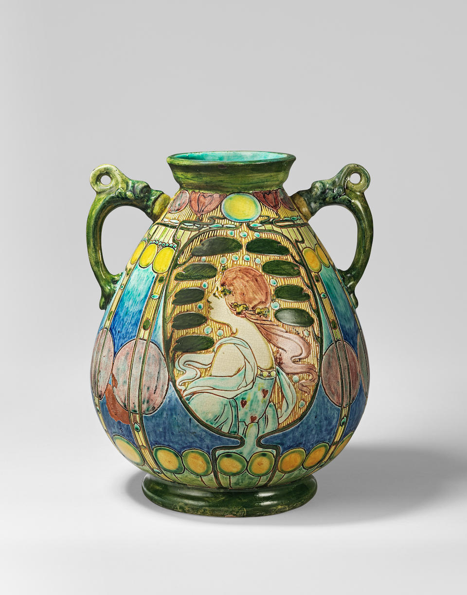 Cassandra Annie Walker 'Cantagali shape' twin-handled vase, dated 1903