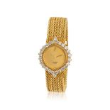 Audemars Piguet for Fred. A fine and rare lady's 18K gold manual wind bracelet watch with diamon...