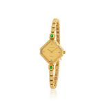 Corum for Mellerio. A lady's 18K gold quartz diamond and emerald set bracelet watch Corum pour M...