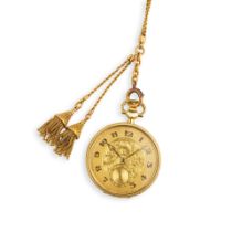 Longines. An 18K gold open face keyless wind pocket watch Longines. Montre de gousset en or jaun...