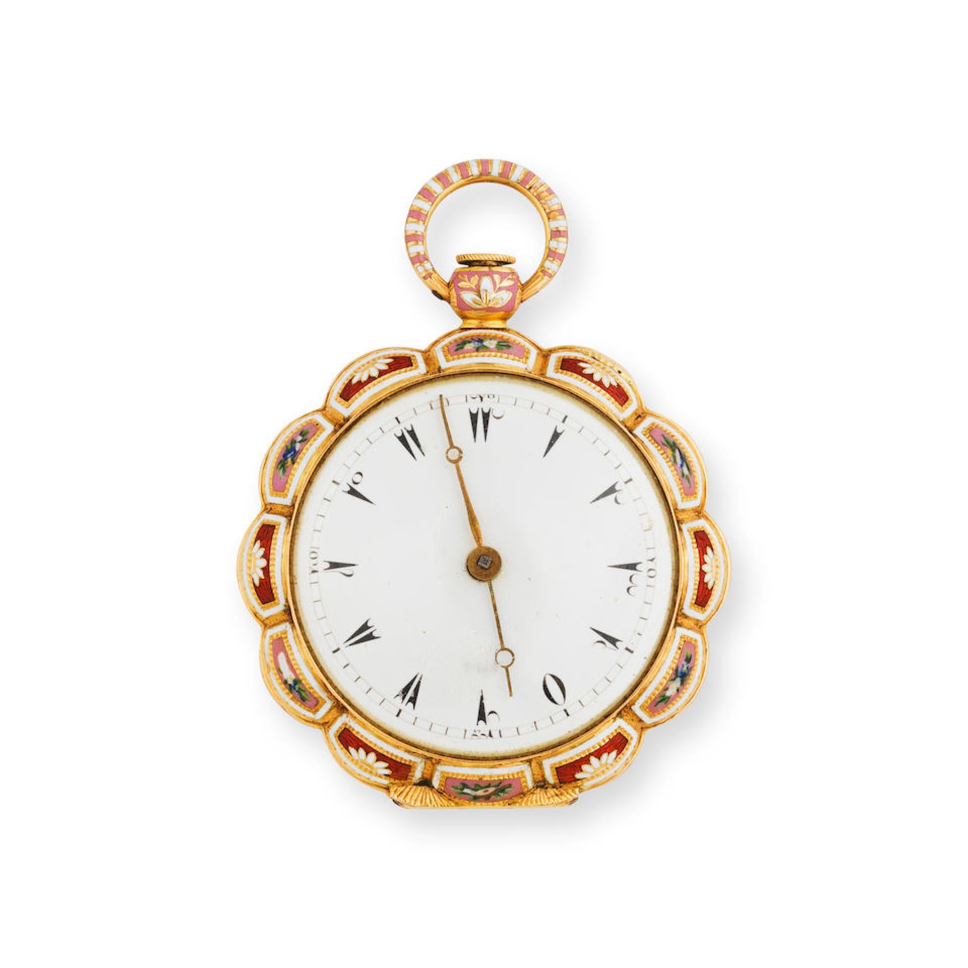 Leroy. A fine 18K gold open face key wind enamelled pocket watch produced for the Turkish market... - Image 2 of 2