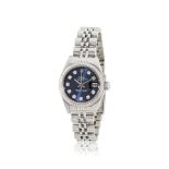 Rolex. A fine lady's stainless steel and 18K white gold automatic calendar bracelet watch with d...