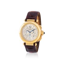 Cartier. A fine 18K gold automatic calendar chronograph wristwatch Cartier. Beau chronographe ...