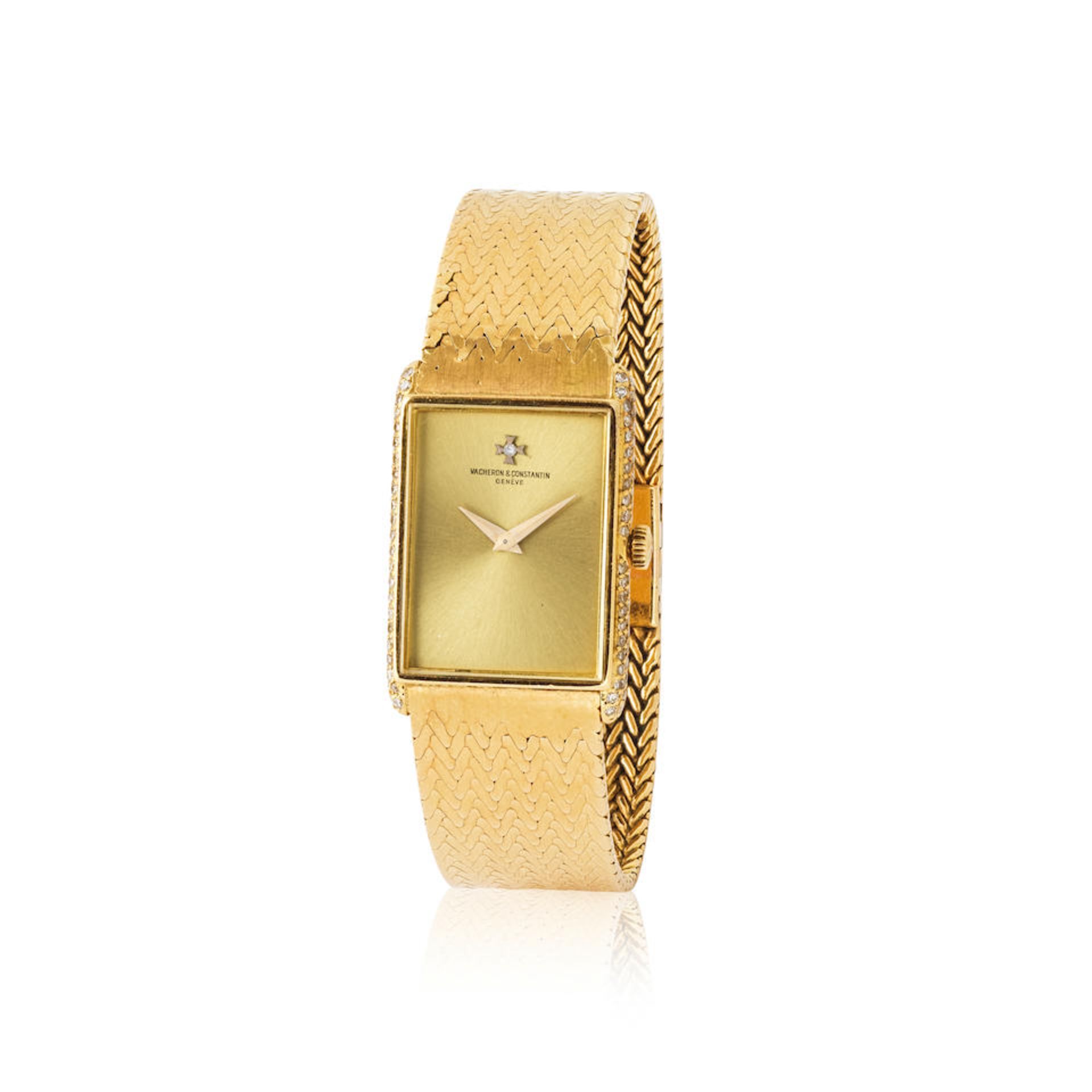 Vacheron & Constantin. A fine lady's 18K gold manual wind bracelet watch with diamond set Vacher...