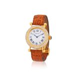 Cartier. A fine 18K gold manual wind wristwatch with diamond set bezel Cartier. Belle montre bra...