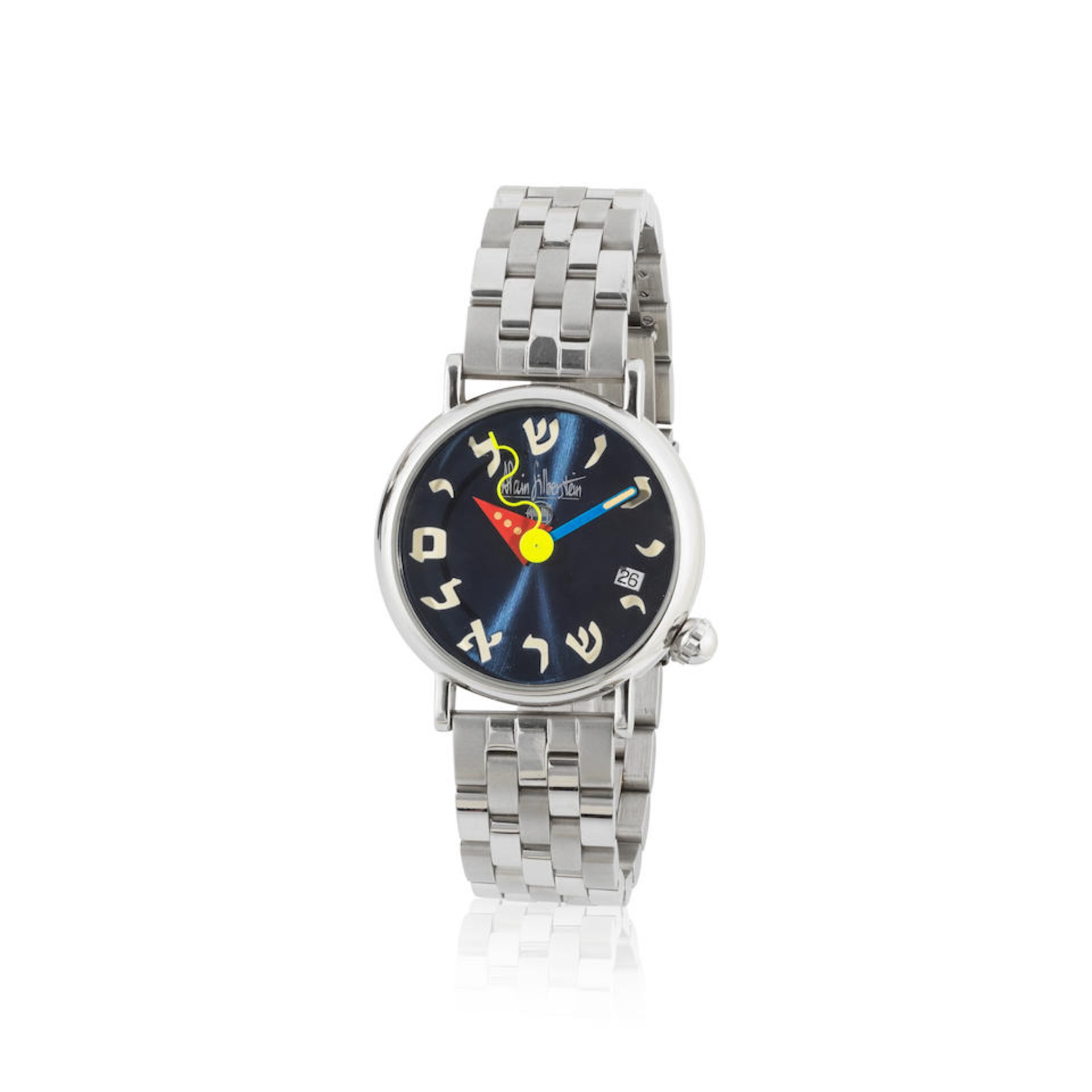 Alain Silberstein. A stainless steel automatic calendar bracelet watch Alain Silberstein. Montre...